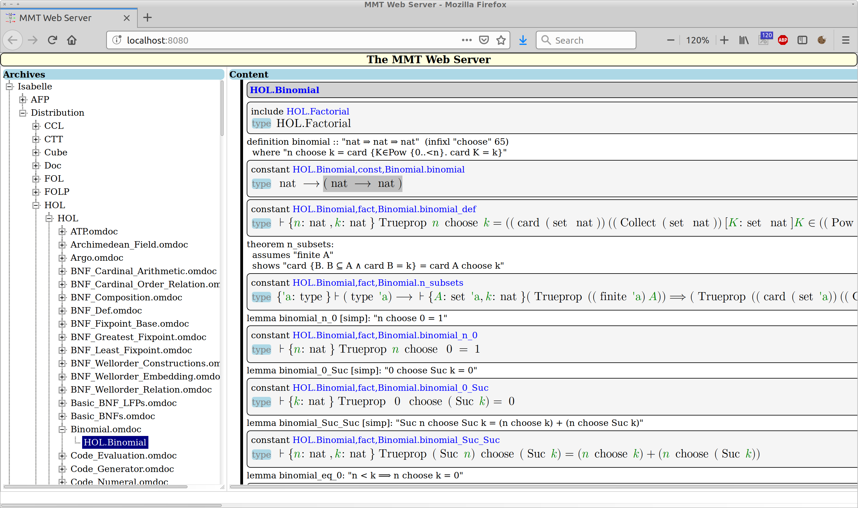 Isabelle/MMT output via MMT HTTP server